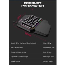 T-Wolf T19 Tek Elli Gaming Klavye Rgb LED Işıklı 40 Tuşlu USB Oyuncu Keypad Ergonomik Bilek Destekli