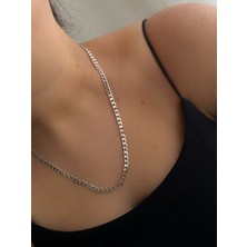 Owentis Çelik Silver Klasik Ezme Keiza Zincir Kolye -Kararma Yapmaz-
