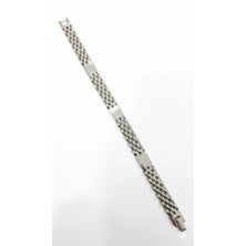 Evolvera Rodyum Çelik  Erkek Çelik Bileklik Boy 21.5 cm / En 1 Cm  - EBL0054