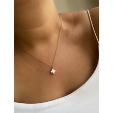 Owentis Çelik Gold Sedef (Beyaz) Ikonik Tek Motif Kolye -Kararma Yapmaz-