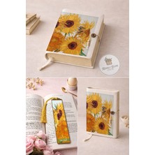 Renkli İzler Atölyesi Kitap Kılıfı ve Metal Kitap Ayracı Seti (Van Gogh Ayçiçekleri)