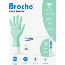 Broche Pudrasız Nitril Eldiven S Beden Yeşil 100'LÜ