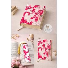 Renkli İzler Atölyesi Kitap Kılıfı ve Metal Kitap Ayracı Seti (Pembe Rüya)