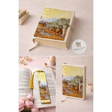 Renkli İzler Atölyesi Kitap Kılıfı ve Metal Kitap Ayracı Seti (Van Gogh Zeytin Ağaçları)