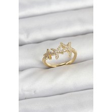 Mabelme Store Pirinç Yıldız Model Gold Renk Kadın Yüzük