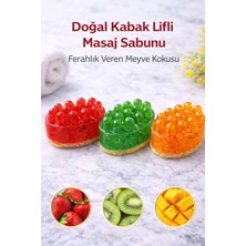 Renkli İzler Atölyesi Doğal Kabak Lifli Masaj Sabunu 3 Lü Set (Çilek,mango ve Kivi)