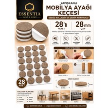 ESBH 28 mm Yapışkanlı Mobilya Ayağı Keçesi 28'li – Sessiz Kullanım ve Zemin Koruyucu