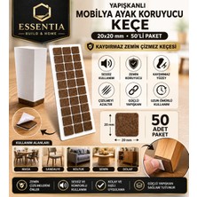 ESBH Yapışkanlı Mobilya Ayak Koruyucu Keçe 20X20 mm 50'li Paket – Kaydırmaz Zemin Çizmez Keçesi