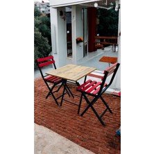 Sofmina Balkon Bahçe Mutfak 3'lü Bistro Set Katlanır Masa Sandalye 60X60