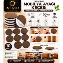 ESBH 55 mm Yapışkanlı Mobilya Ayağı Keçesi 10'lu – Sessiz Kullanım ve Zemin Koruyucu