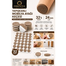 ESBH 24 mm Yapışkanlı Mobilya Ayağı Keçesi 32'li – Sessiz Kullanım ve Zemin Koruyucu