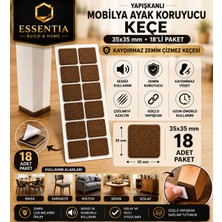 ESBH Yapışkanlı Mobilya Ayak Koruyucu Keçe 35X35 mm 18'li Paket – Kaydırmaz Zemin Çizmez Keçesi