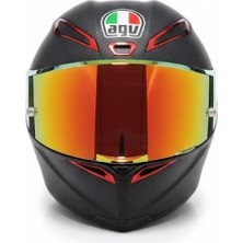 Gümrük Bey Agv Pista Gp Rr Carbon Fiber Motosiklet Kaskı M Beden - Kırmızı Iridyum Vizörlü