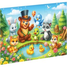 Mabelme Store Sevimli Hayvanlar Ahşap Puzzle