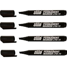 Stilo Permanent Kalem Kesik Uç Siyah ( 4 Adet )