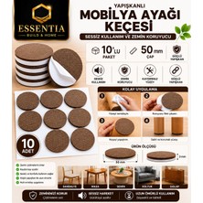 ESBH 50 mm Yapışkanlı Mobilya Ayağı Keçesi 10'lu – Sessiz Kullanım ve Zemin Koruyucu