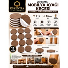 ESBH 45 mm Yapışkanlı Mobilya Ayağı Keçesi 11'li – Sessiz Kullanım ve Zemin Koruyucu