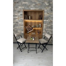 Sofmina Balkon Bahçe Mutfak 3'lü Bistro Set Katlanır 2 Sandalye 1 Masa