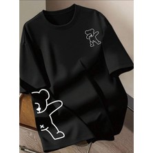 Oksit Ayıcık Baskılı Unisex Oversize Sokak Stili T-Shirt
