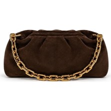 PaminBags Aksesuar Paminbags Gerçek Süet Deri Gold Zincirli Bursu Çanta PMN0085