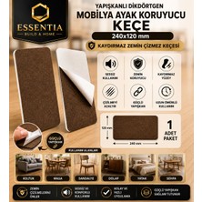 ESBH Yapışkanlı Dikdörtgen Mobilya Ayak Koruyucu Keçe 240X120 mm – Kaydırmaz Zemin Çizmez Keçesi