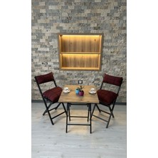 Sofmina Balkon Bahçe Mutfak 3'lü Bistro Set Katlanır 2 Sandalye 1 Masa