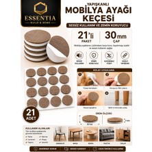 ESBH 30 mm Yapışkanlı Mobilya Ayağı Keçesi 21'li – Sessiz Kullanım ve Zemin Koruyucu