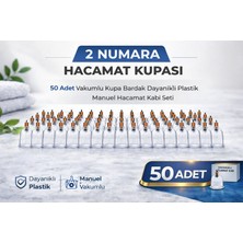 Bezos 2 Numara Hacamat Kupası 50 Adet Vakumlu Kupa Bardak Dayanıklı Plastik Manuel Hacamat Kabı