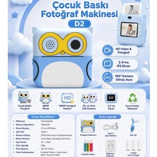 Azurtech D2 Çocuk Baskılı Fotoğraf Makinesi Hd Dijital Kamera 48MP 2.4” IPS Ekranlı