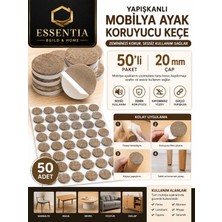 ESBH 20 mm Yapışkanlı Mobilya Ayağı Keçesi 50'li – Sessiz Kullanım ve Zemin Koruyucu
