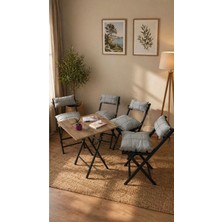Sofmina Minderli Balkon Bahçe Mutfak Bistro Set Katlanır 4+1 Masa-Sandalye