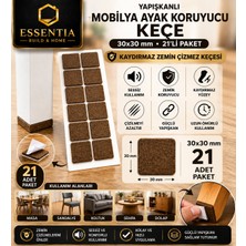 ESBH Yapışkanlı Mobilya Ayak Koruyucu Keçe 30X30 mm 21'li Paket – Kaydırmaz Zemin Çizmez Keçesi
