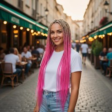 TeknoKapsül Afrika Örgüsü Rasta Için Sen Ombreli / Platin / Pembe