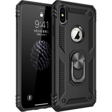 TeknoKapsül Iphone Xs Kılıf Sofya Yüzüklü Silikon Kapak - Siyah