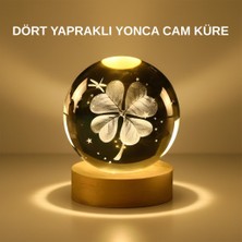 Dekoratif Yonca Görünümlü Işıklı Kristal Cam Küre USB Masa Gece Lambası - 8277-1841