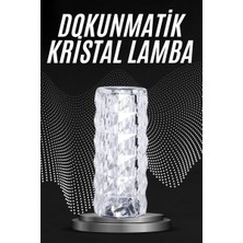 Kristal Lamba Masa Lambası Şarjlı Masa Lambası Dokunmatik Sensör USB Şarjlı - 7820-4521