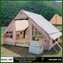 TeknoKapsül 6 Kişilik 4 Mevsim 2 Kapılı Tan Pencereli Şişme Çadır 300*210*200CM