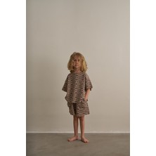 Oh la la Koala For Little Ones Kahverengi Boho Bloom Serisi Waffle Şortlu Takım