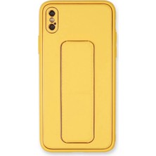 TeknoKapsül Iphone Xs Kılıf Co Deri Standlı Kapak - Sarı