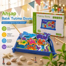 Bloomin Ahşap Balık Tutma Oyunu Manyetik Eğitici Oyuncak – Bebekler - Çocuklar Için El Göz Koordinasyon Oyunu Kutulu