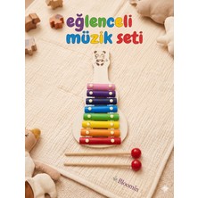 Bloomin Ahşap Gitar Ksilofon 8 Nota Ksilefon Çalgı(Büyük Boy)Selefon Oyuncak Renkli Işitsel Bebek ve Çocuk