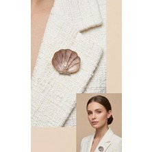 Woona Vintage Tarzı Denizden Gelen Zarafet Kristal Taşlı Incili Istiridye Kadın Broş