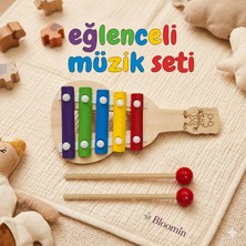 Bloomin Ahşap Gitar Ksilofon 5 Nota Ksilefon Çalgı (Küçük Boy) Selefon Oyuncak Renkli Işitsel Bebek ve Çocuk
