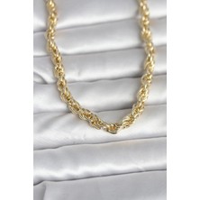 Ethab Ticaret cm 14K Gold Renk Kalın Burgu Zincirli Model 60 cm Kadın Kolye 5886 - GL002V-7MVG06