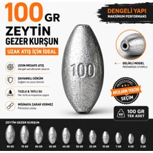 Ek Av Ekipmanları 100 gr Zeytin Gezer Kurşun Delikli Olta Kurşunu  5 Adet