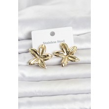 Ethab Ticaret 316L Çelik Gold Renk Lotus Çiçeği Model Kadın Küpe 5886 - GL002V-7MST40