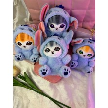 Tatlış Dükkan 1 Adet, Stitch Kostümlü Kedi Peluş Anahtarlık,hediyelik Çanta Süsü