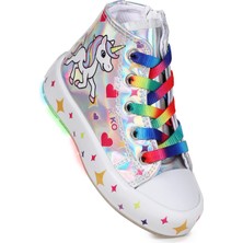 Kiko Kids Pames  Unicorn Fermuarlı Işıklı Kız Çocuk Spor Ayakkabı