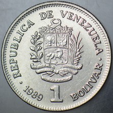 Banknoting Venezuela 1 Bolivar 1989.