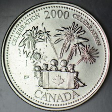 Banknoting Kanada 25 Cent 2000 Hatıra-Üçüncü Milenyuma Giriş.
